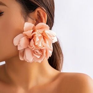 Peach Floral Statement Earrings